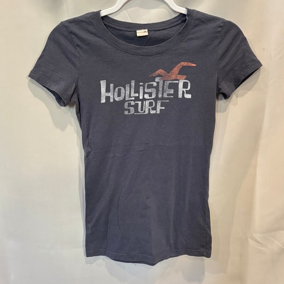 Hollister Surf Company Tops - Vtg Hollister Y2K Womens Shirt Top Retro Spell Out Gray Blue S Fitted 19641